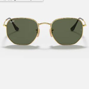 Ray-Ban Hexagonal Flat Lenses Sunglasses / Polished Gold, Green Lenses